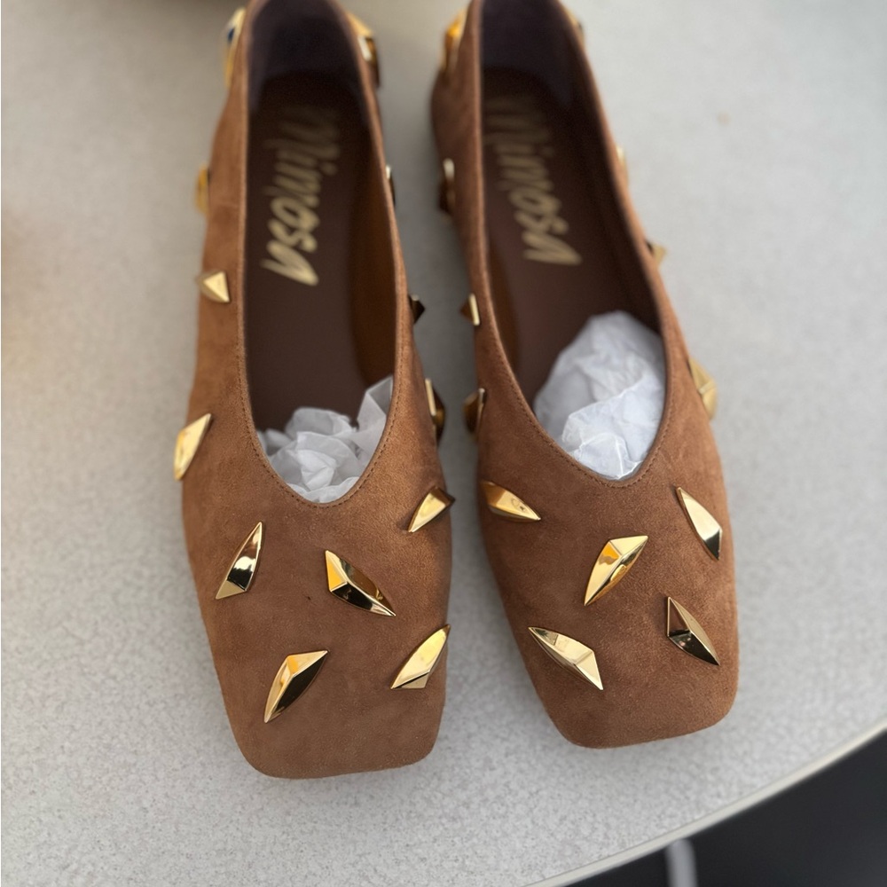 Mimosa Brown Studded Flats